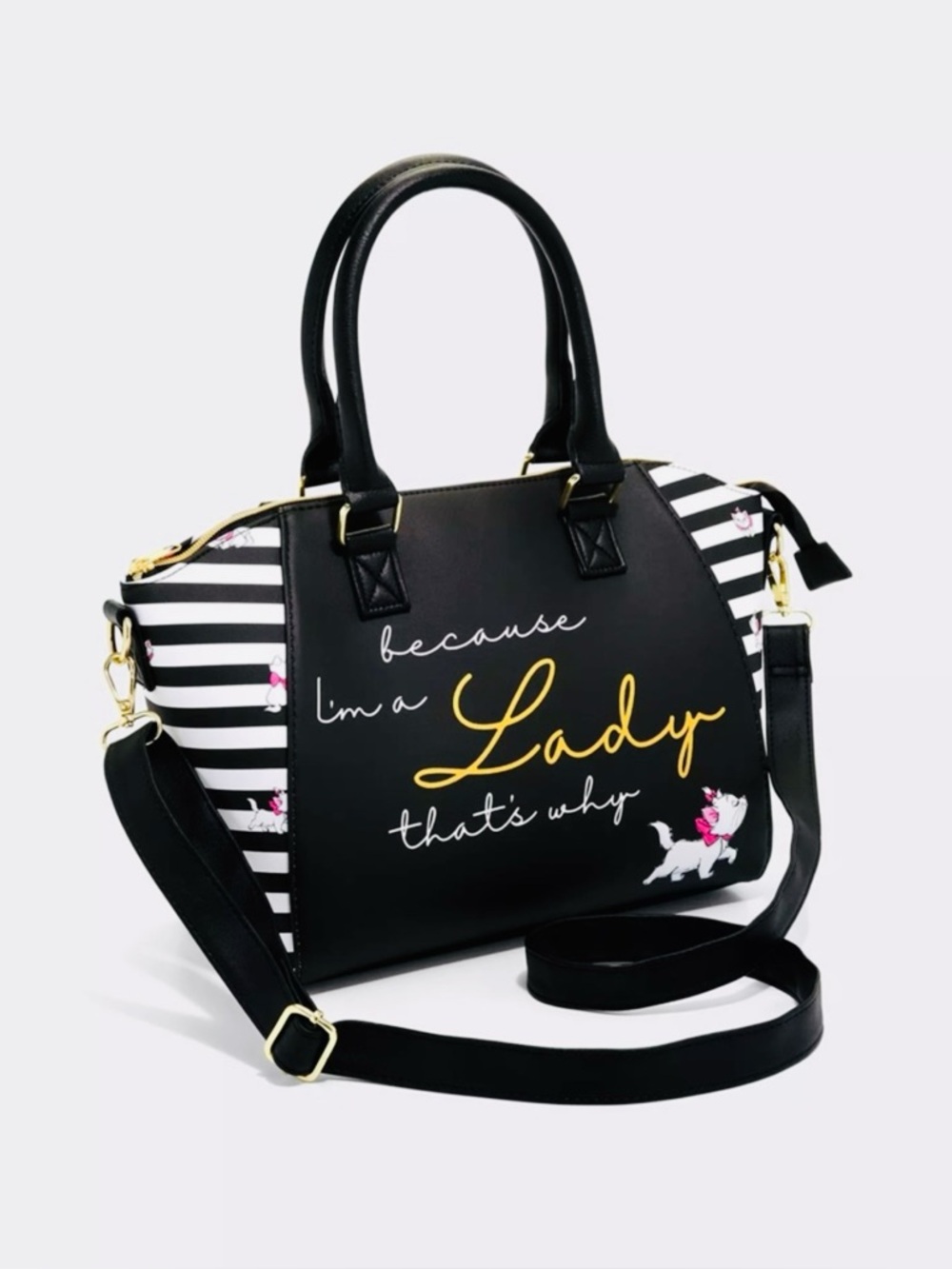 NWOT! Disney Loungefly Aristocats Marie "Because I'm a Lady" Striped Satchel
